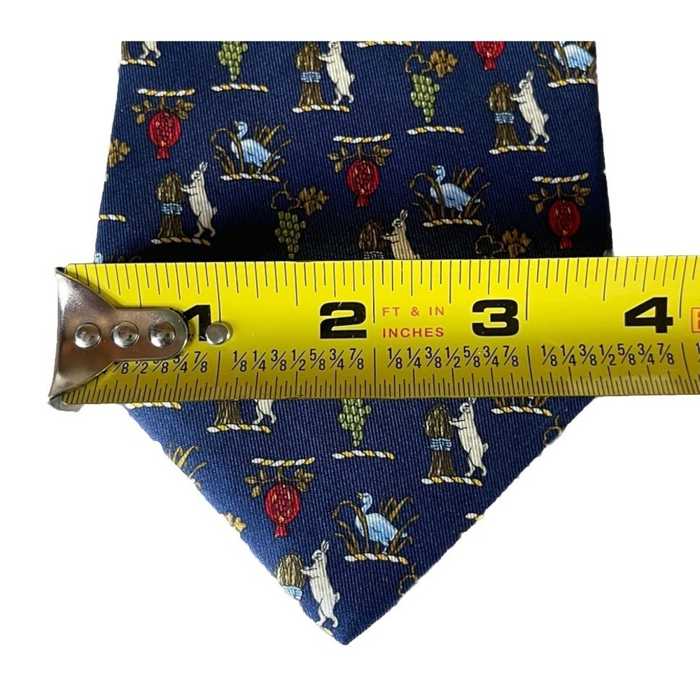 New Salvatore Ferragamo Silk Necktie Rabbit Fall Leaves Grapes 3.75" - 58" - Picture 8 of 8
